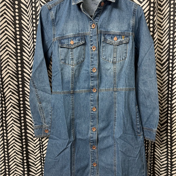 Frye Blue Long Sleeve Denim Dress - Picture 3 of 9